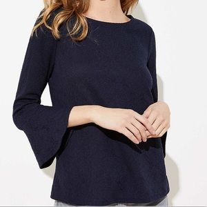 NWT Loft Floral Jacquard Bell cuff sleeve top